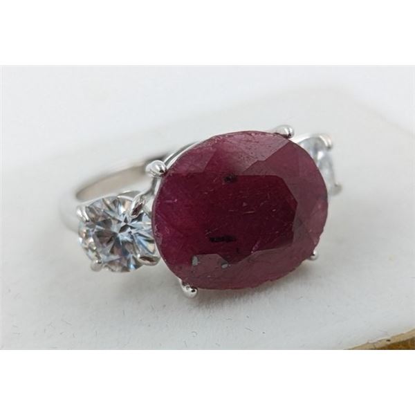 5.21 Gram Certified Silver Ruby Gemstone Ring ($7,742 Appraisal)