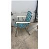 Image 3 : Set of Three Vintage Aluminum Folding Lawn Chairs with Woven Webbing and Plastic Armrests
