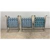 Image 5 : Set of Three Vintage Aluminum Folding Lawn Chairs with Woven Webbing and Plastic Armrests