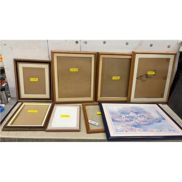 Collection of Eight Assorted Wooden Picture Frames 11 x 15" to 19 x 23" and More