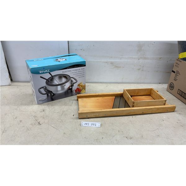 New Rival Stainless Steel Gourmet Electric Fondue Pot and Vintage Cabbage Slicer