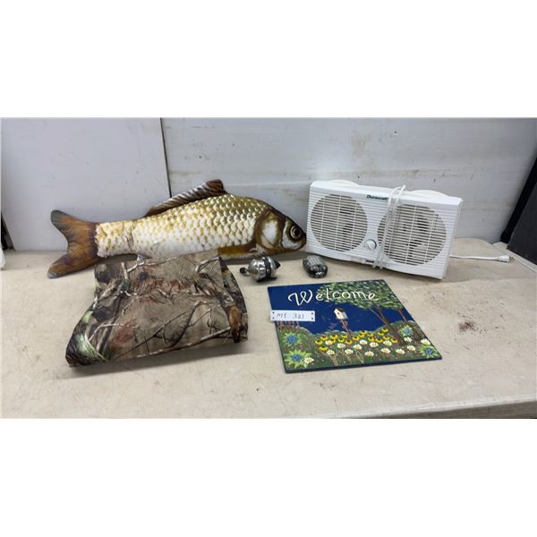 Duracraft DW-CV610C Twin Window Fan, Fishing Pillow, Welcome Garden Sign and More