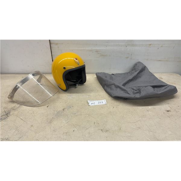 Cacem Open-Face Motorcycle Helmet in Yellow with Clear Visor
