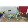 Image 1 : Huffy Deluxe 26" Cruiser Bicycle in Mint Green with Basket and Rear Rack