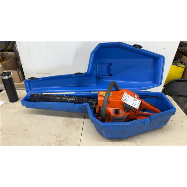 Husqvarna 55 Gas-Powered Chainsaw with Blue Plastic Carrying Case