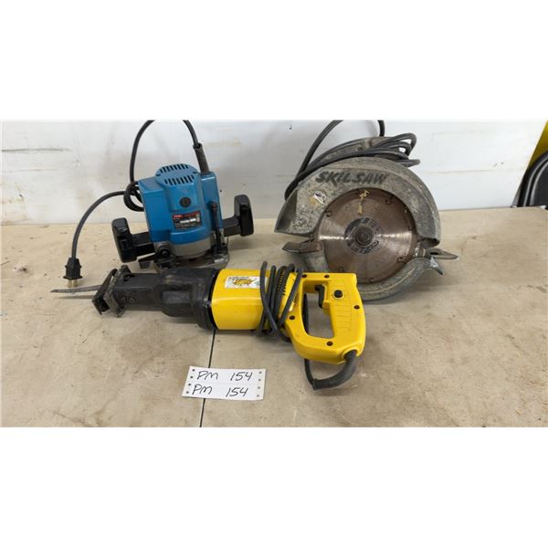 Skilsaw Circular Saw, Ryobi R-151 Handy Router, and Reciprocating Saw