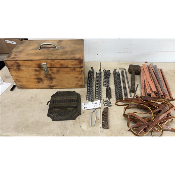 Clipper Belt Lacing Kit with Wooden Box, Mallet, Pliers, and More