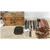 Image 1 : Clipper Belt Lacing Kit with Wooden Box, Mallet, Pliers, and More