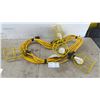 Image 1 : Construction String Light Set with Yellow Wire Cage Guards and LED Bulbs