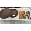 Image 1 : Two Vintage Circular Saw Blades, Tap and Die Set in Wood Case, and Pipe Cutters