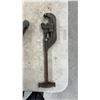 Image 6 : Two Vintage Circular Saw Blades, Tap and Die Set in Wood Case, and Pipe Cutters