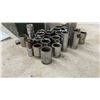 Image 2 : Large Lot of Assorted Sockets, Extensions, and Adapters in Green Metal Cantilever Toolbox