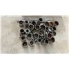 Image 3 : Large Lot of Assorted Sockets, Extensions, and Adapters in Green Metal Cantilever Toolbox