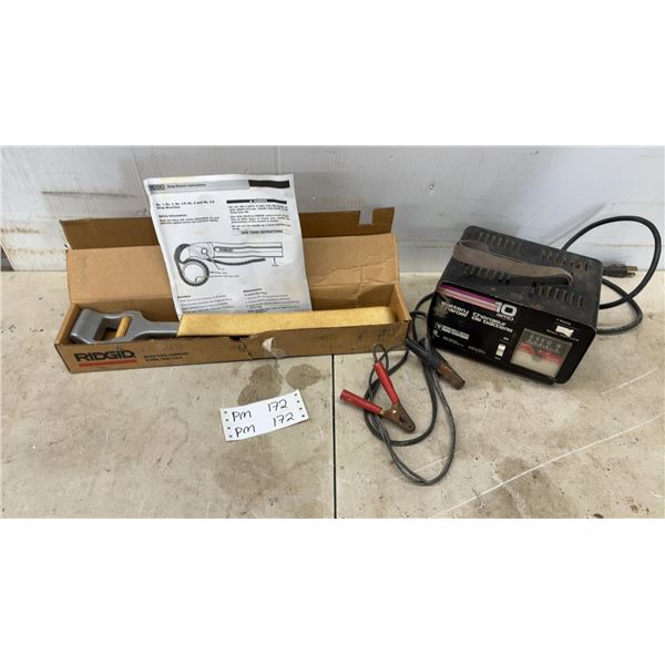 Ridgid No. 5 Strap Wrench and MotoMaster 10 Amp 6V/12V Battery Charger Model T1-1622-S