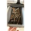 Image 2 : Metal Storage Bin Rack with 30 Grey Bins and Assorted Nuts, Bolts, Washers, and More 44-1/