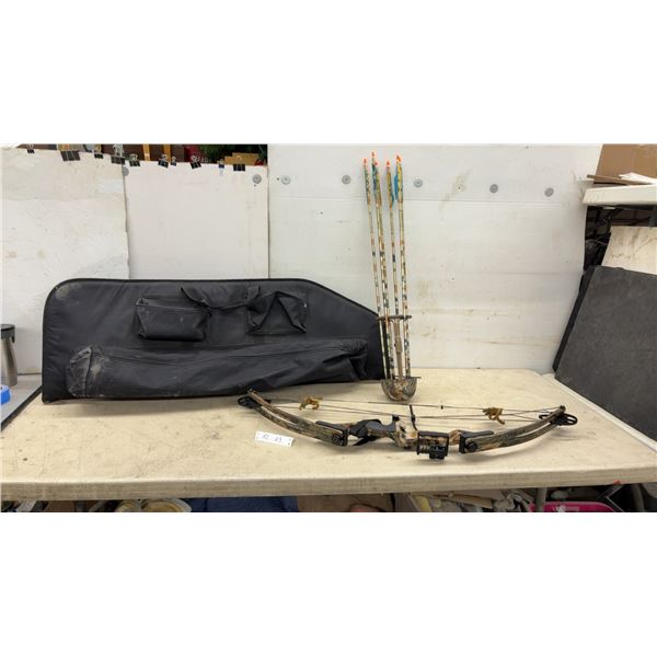 Hoyt VTEC Compound Bow with Camouflage Finish, Soft Case, Arrows Quiver, and More