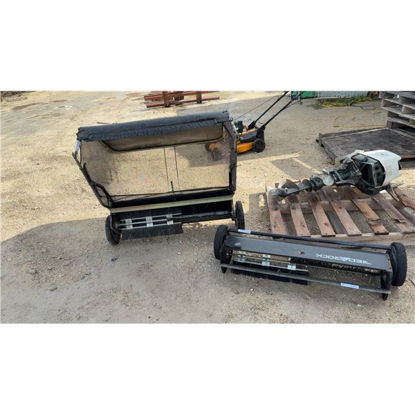 RedRock Tow-Behind 48" Lawn Sweeper with Mesh Collection Bag and Extra Sweeper Head for Parts