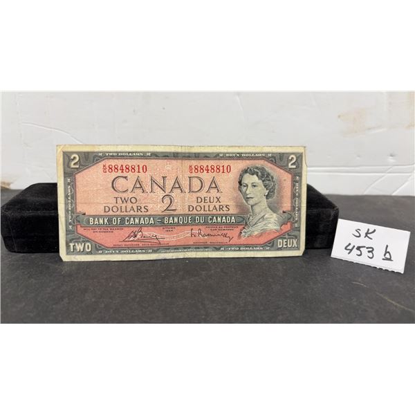 1954 Bank of Canada Two Dollar Banknote, Beattie-Rasminsky, Serial K/G 8848810