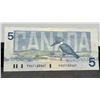 Image 2 : 1986 Bank of Canada Five Dollar Banknote, Birds of Canada Series, Serial FOS7153467