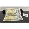 Image 1 : Two Uncirculated Consecutive 1973 Bank of Canada One Dollar Banknotes