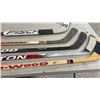 Image 3 : Four Left Hockey Sticks & Goalie Stick, Sher-Wood 3300, Easton Reflex, Sher-Wood 7000, Fischer GX7