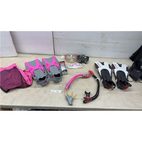 U.S. Divers Fins, Snorkels, Diving Masks, Goggles, Pink/Grey Fins, and More