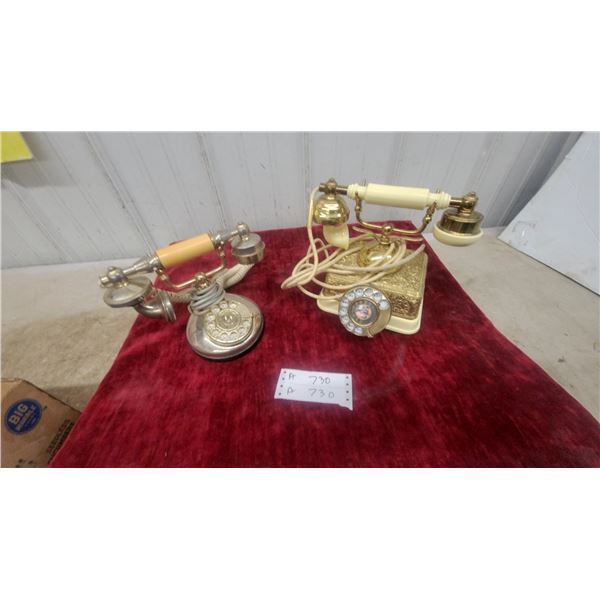 Two Vintage Rotary Telephones Including Northern Telecom Baroness Gold-Tone Decorator Phone