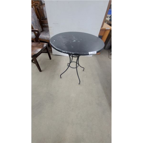 Round Black Bistro Table with Wrought Iron Scroll Base 29" Hgt 28" Diameter