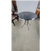 Image 1 : Round Black Bistro Table with Wrought Iron Scroll Base 29" Hgt 28" Diameter