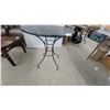 Image 3 : Round Black Bistro Table with Wrought Iron Scroll Base 29" Hgt 28" Diameter