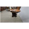 Image 1 : Handcrafted Rustic Live-Edge Wood Slab Accent Table with Bald Eagle Epoxy Top 18 x 23 x 15"