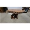 Image 4 : Handcrafted Rustic Live-Edge Wood Slab Accent Table with Bald Eagle Epoxy Top 18 x 23 x 15"