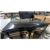 Image 8 : Black Lacquer and Gold Trim Bedroom Set with Dresser63 x 30 x 16.6", Mirror, 45 x 36" Chest