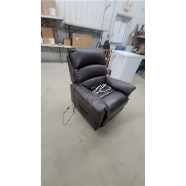 Dark Brown Faux Leather Electric Power Recliner Chair with Wired Remote Control