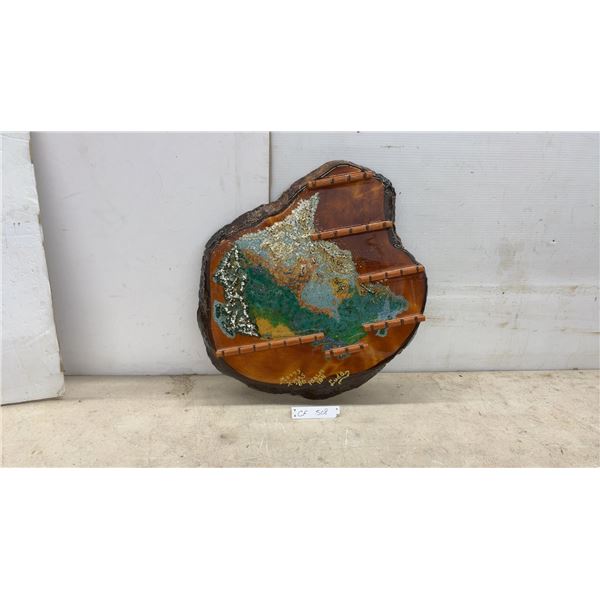 Handmade Balsam Wood Canada Map Souvenir Spoon Rack by Eudes, Approximately 20 x 22"
