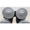Image 3 : Gray Plastic-Coated Dumbbell Set with Three Pairs and Black Plastic Storage Rack
