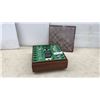 Image 1 : Multi-Game Set with Glass Chess Pieces, Dominoes, Dice, and Wooden Case
