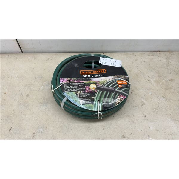 Black+Decker 50-Foot Heavy Duty Garden Hose, 5/8" Diameter, Solid Brass Couplings