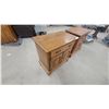 Image 3 : Pair of Oak Two-Drawer Nightstands with Brass Bail Pulls and Carved Panel Fronts 29 x 30 x 17"