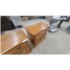 Image 4 : Pair of Oak Two-Drawer Nightstands with Brass Bail Pulls and Carved Panel Fronts 29 x 30 x 17"