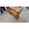 Image 5 : Pair of Oak Two-Drawer Nightstands with Brass Bail Pulls and Carved Panel Fronts 29 x 30 x 17"