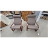 Image 1 : Pair of IKEA Poäng Armchairs with Medium Brown Bentwood Frames and Taupe Fabric Cushions