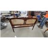 Image 6 : Vintage Colonial-Style Carved Wood and Cane Benchwith Turned Spindle Details 57" Wide