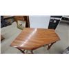 Image 2 : Traditional Oak Drop-Leaf Side Table with Drawer and Turned Spindle Legs 31 x 40 x 28"