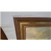 Image 4 : Framed Oil Painting of Rearing Dark Horse in Landscape, Signed Howard Young 30 x 41"