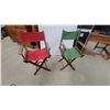 Image 1 : Two Wooden Folding Director's Chairs with Red and Green Canvas Seats and Backs