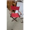 Image 2 : Two Wooden Folding Director's Chairs with Red and Green Canvas Seats and Backs