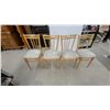 Image 1 : Set of Four Light Wood Spindle-Back Dining Chairs with Pastel Upholstered Seats