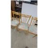 Image 3 : Set of Four Light Wood Spindle-Back Dining Chairs with Pastel Upholstered Seats