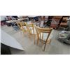 Image 4 : Set of Four Light Wood Spindle-Back Dining Chairs with Pastel Upholstered Seats